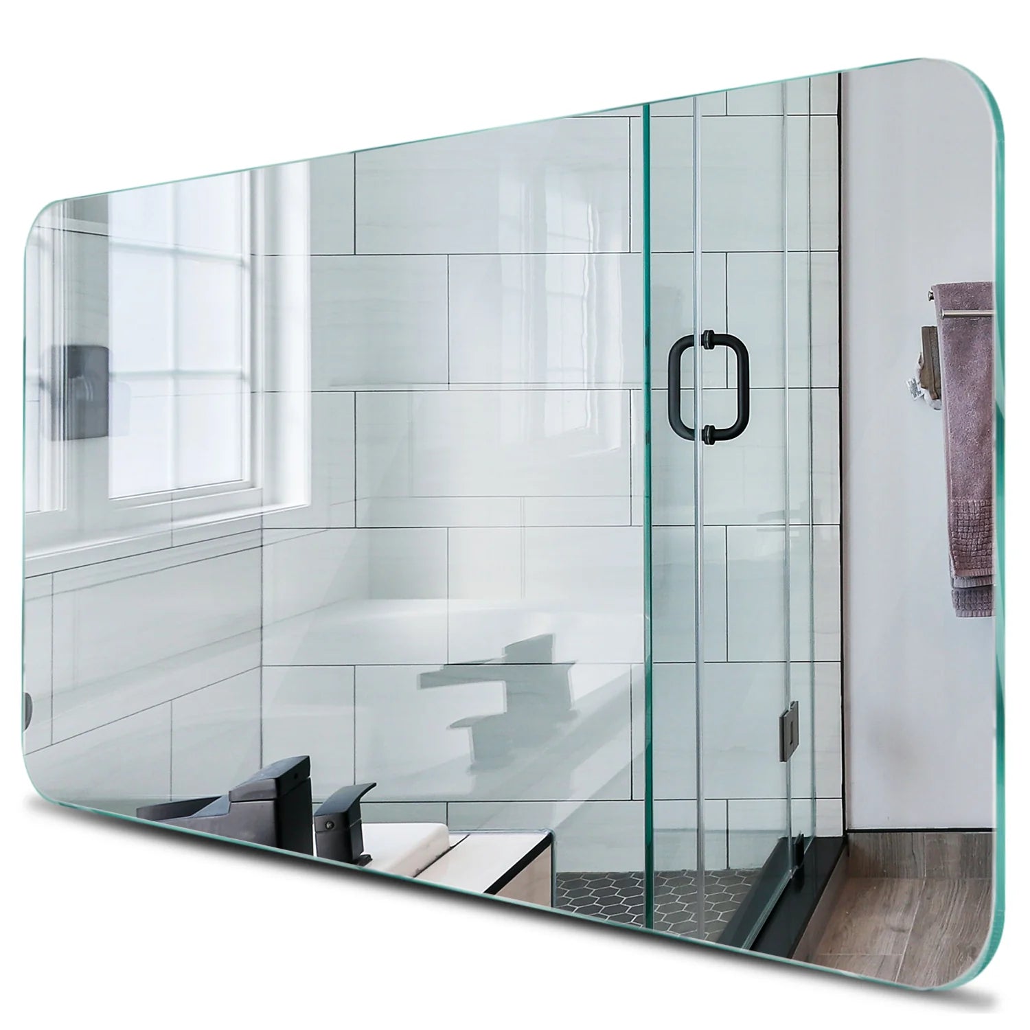 Oglinda simpla lipire prin adeziv Orizontala colturi rotunjite R85 mm, Reyze